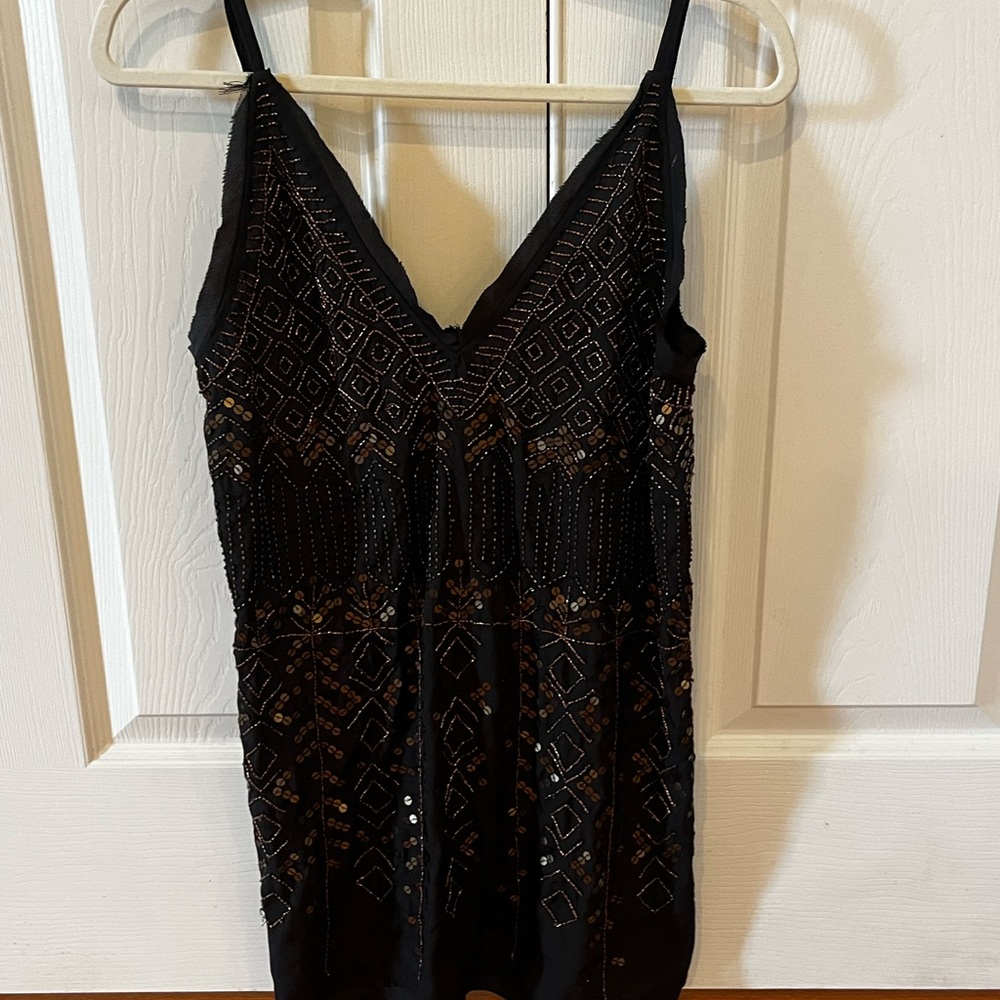 Free People Black Top with Gold Accents